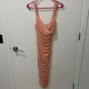 Hello Molly Pink Ruched Midi Dress